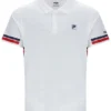 Camisa polo de tenis para hombre con estampado blanco