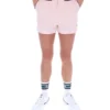 Pantalones cortos de felpa con rayas y bolsillos High Tide en rosa pálido