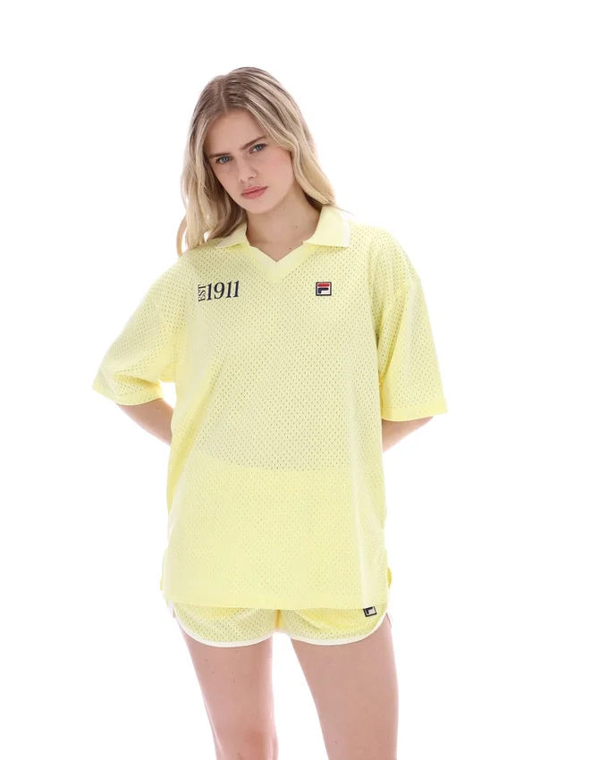 Camisa de fútbol Vernazza con cuello de fútbol en amarillo cera