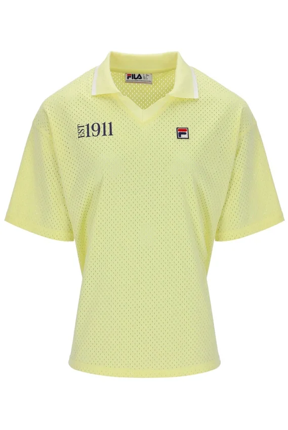 Camisa de fútbol Vernazza con cuello de fútbol en amarillo cera