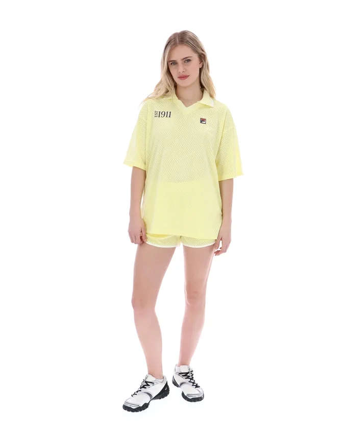 Camisa de fútbol Vernazza con cuello de fútbol en amarillo cera