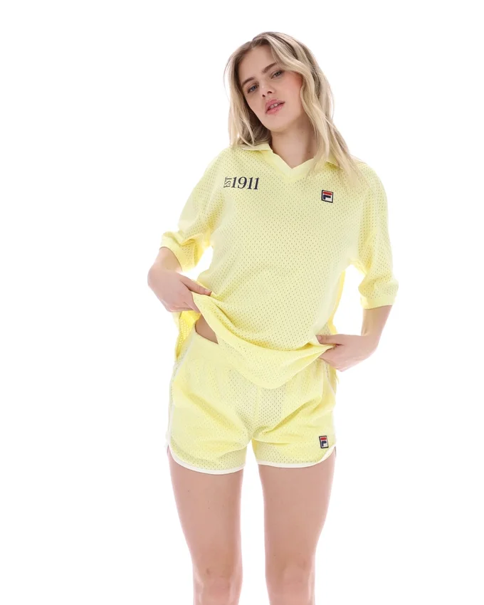 Camisa de fútbol Vernazza con cuello de fútbol en amarillo cera