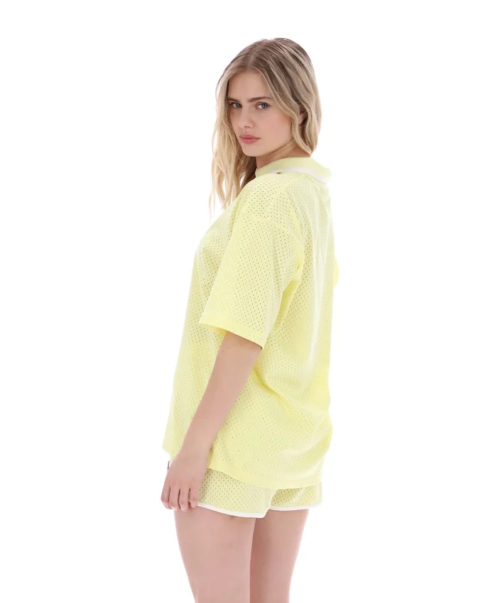 Camisa de fútbol Vernazza con cuello de fútbol en amarillo cera