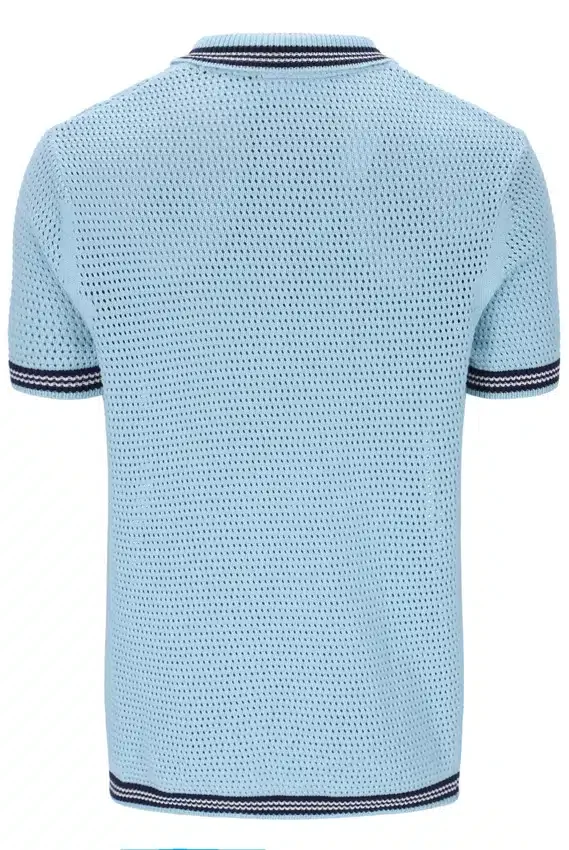 Camisa de punto de ganchillo Domenico de Skyway con ribetes en contraste