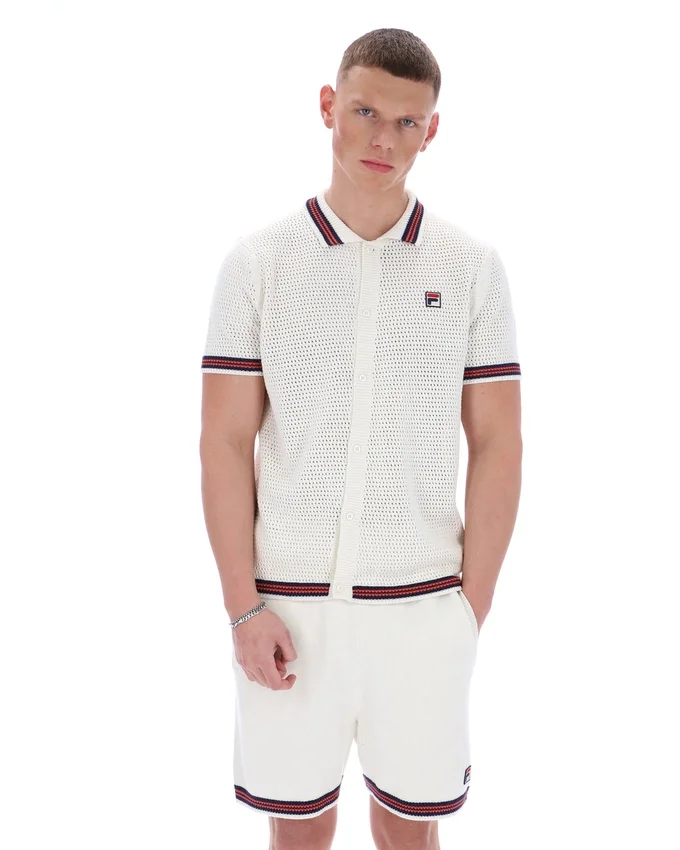 Camisa de punto de ganchillo Gardenia Domenico con ribetes en contraste