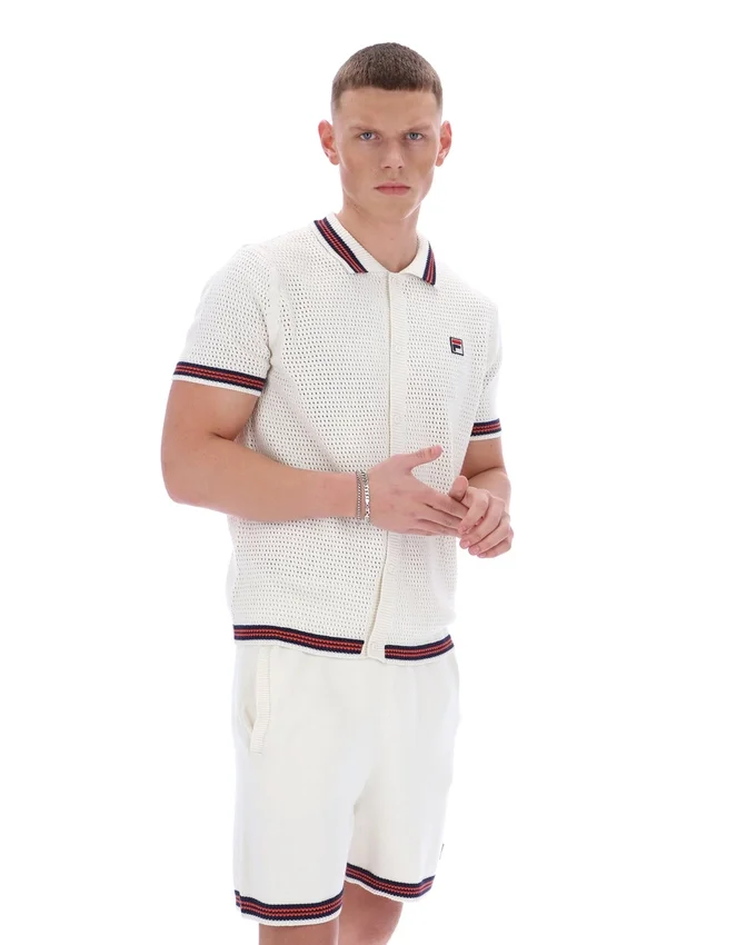 Camisa de punto de ganchillo Gardenia Domenico con ribetes en contraste