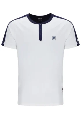 Camisa de tenis para hombre con cuello Henry en color blanco roto