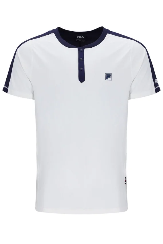 Camisa de tenis para hombre con cuello Henry en color blanco roto
