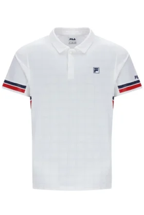 Camisa polo de tenis para hombre con estampado blanco