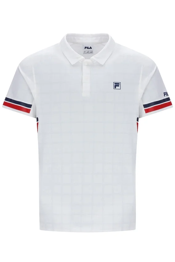 Camisa polo de tenis para hombre con estampado blanco