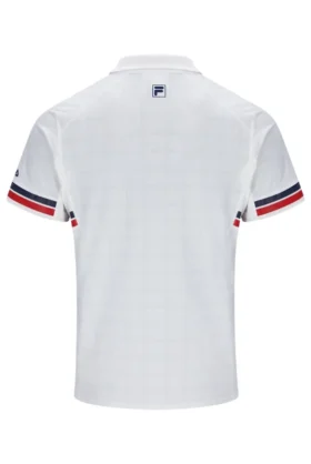 Camisa polo de tenis para hombre con estampado blanco