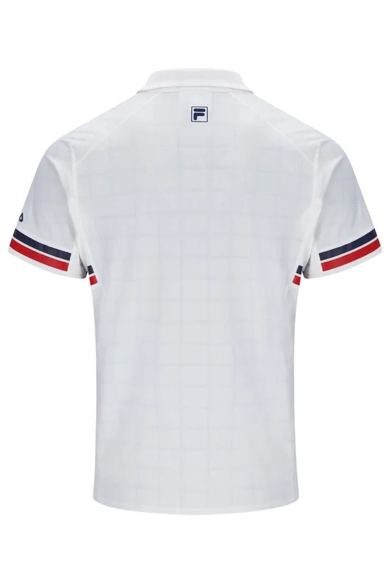 Camisa polo de tenis para hombre con estampado blanco