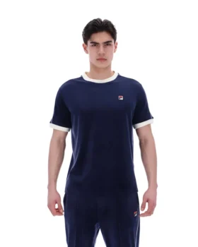 Camiseta Basilio de terciopelo azul marino de Fila