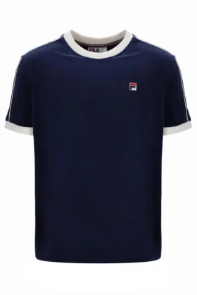 Camiseta Basilio de terciopelo azul marino de Fila