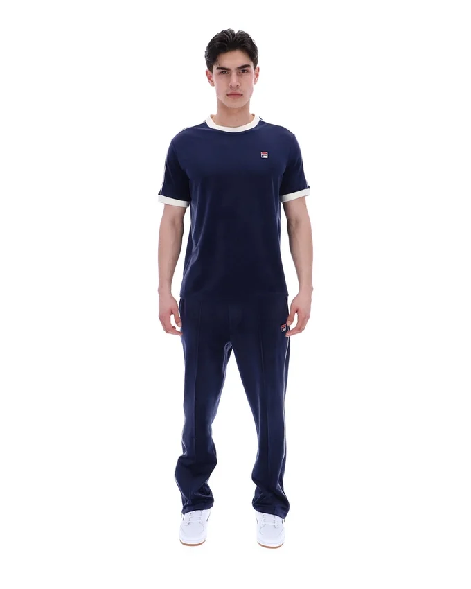 Camiseta Basilio de terciopelo azul marino de Fila
