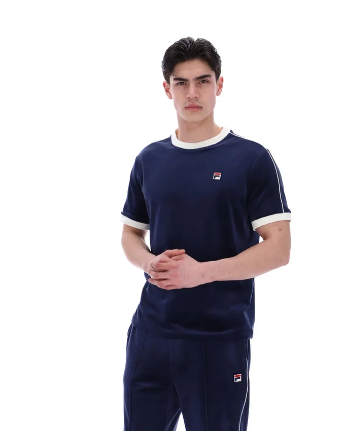 Camiseta Basilio de terciopelo azul marino de Fila