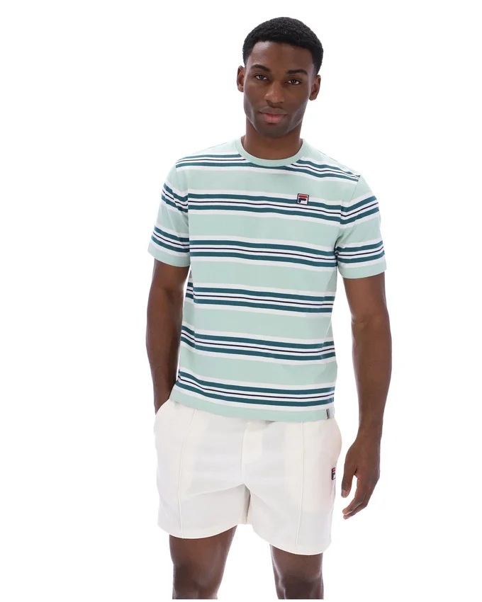 Camiseta Cesare con rayas teñidas en hilo en color Surf Spray