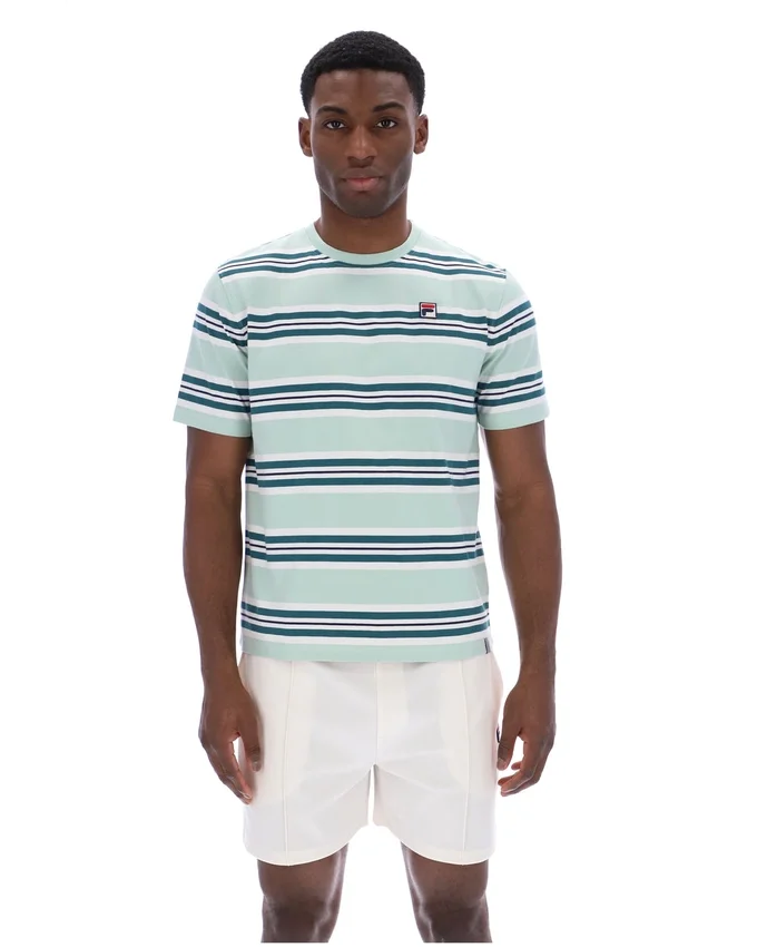 Camiseta Cesare con rayas teñidas en hilo en color Surf Spray
