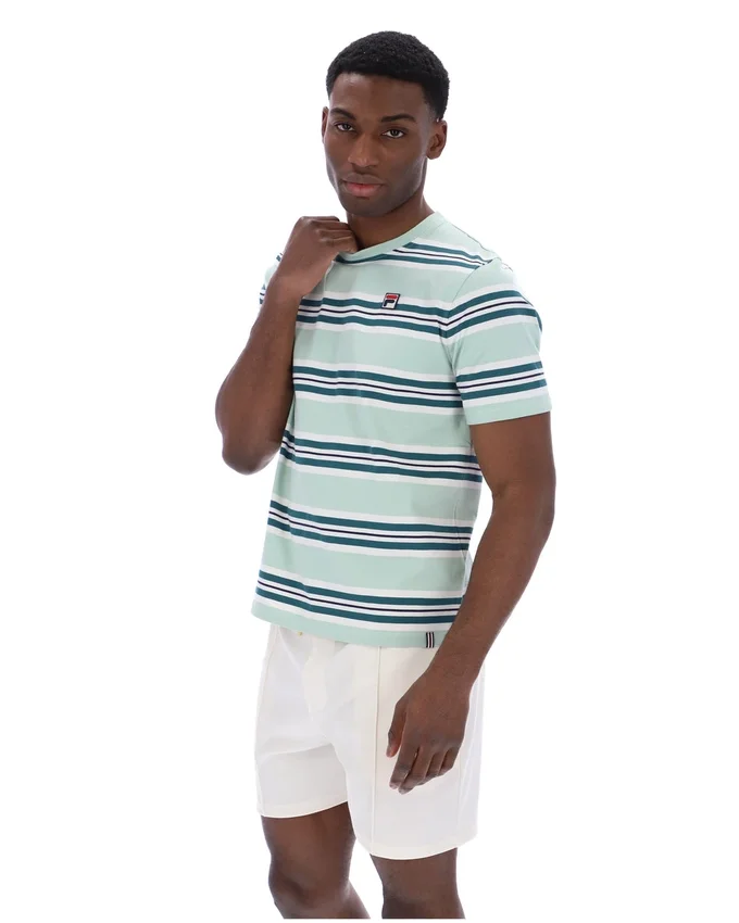 Camiseta Cesare con rayas teñidas en hilo en color Surf Spray