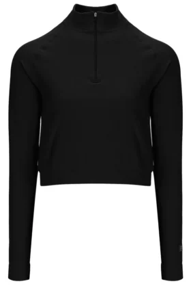 Camiseta con cremallera de un cuarto sin costuras Casa en negro