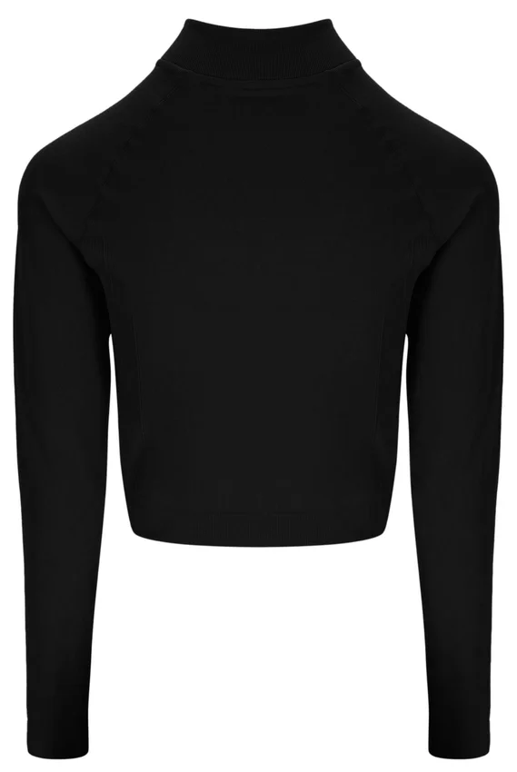 Camiseta con cremallera de un cuarto sin costuras Casa en negro
