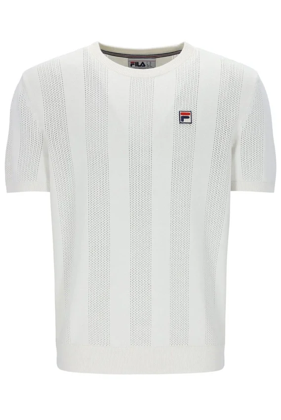 Camiseta Corrado con paneles de punto en color Gardenia