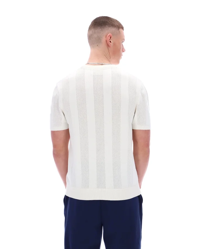 Camiseta Corrado con paneles de punto en color Gardenia
