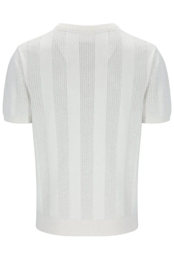 Camiseta Corrado con paneles de punto en color Gardenia