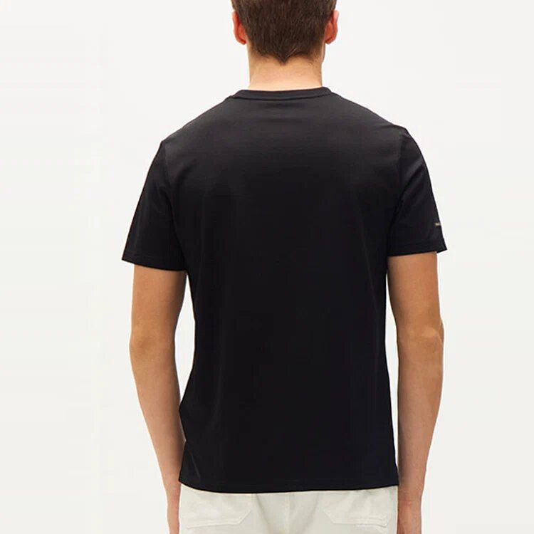 Camiseta de cuello redondo holgada con logo de letras, pantalones cortos, para hombre, color negro