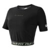 Camiseta de manga corta para yoga y gimnasio con letras impresas «Negro»