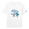 Camiseta de pantalones cortos deportivos casual con estampado de delfines, color blanco