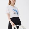 Camiseta de pantalones cortos deportivos casual con estampado de delfines, color blanco