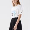 Camiseta de pantalones cortos deportivos casual con estampado de delfines, color blanco