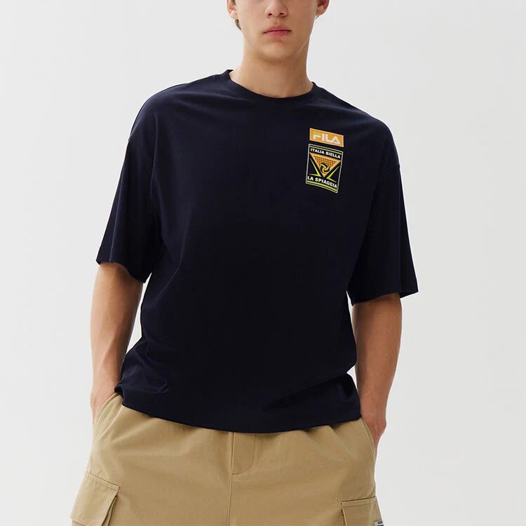 Camiseta de pantalones cortos holgada con estampado azul