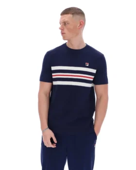 Camiseta de punto con rayas de malla Gerardo de Fila en azul marino