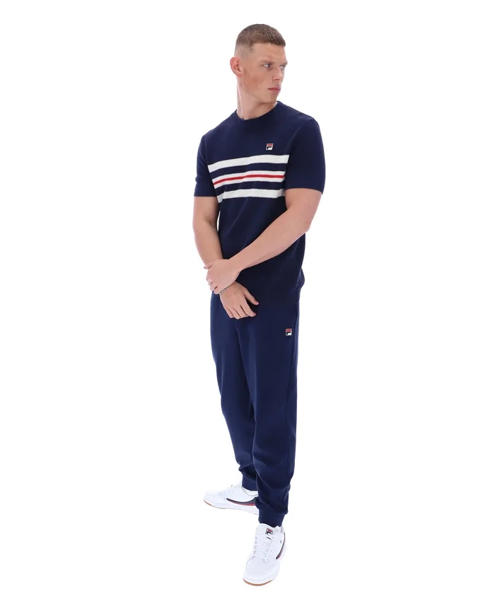 Camiseta de punto con rayas de malla Gerardo de Fila en azul marino