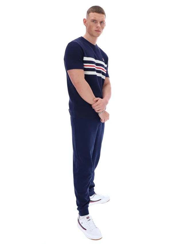 Camiseta de punto con rayas de malla Gerardo de Fila en azul marino