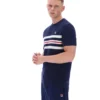 Camiseta de punto con rayas de malla Gerardo de Fila en azul marino