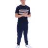 Camiseta de punto con rayas de malla Gerardo de Fila en azul marino