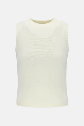 Camiseta de punto corta en color blanco roto