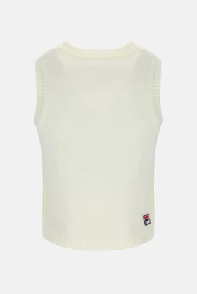 Camiseta de punto corta en color blanco roto