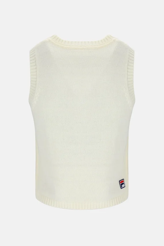 Camiseta de punto corta en color blanco roto