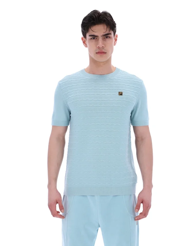 Camiseta de punto texturizado Don en azul Sterling