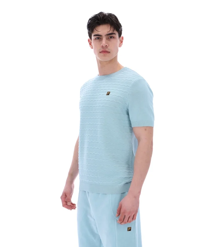Camiseta de punto texturizado Don en azul Sterling