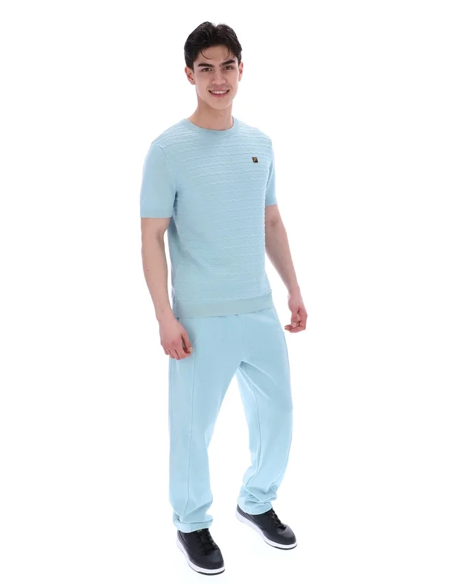 Camiseta de punto texturizado Don en azul Sterling