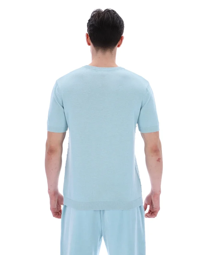 Camiseta de punto texturizado Don en azul Sterling