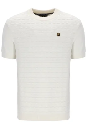 Camiseta de punto texturizado «Don» en color leche de coco