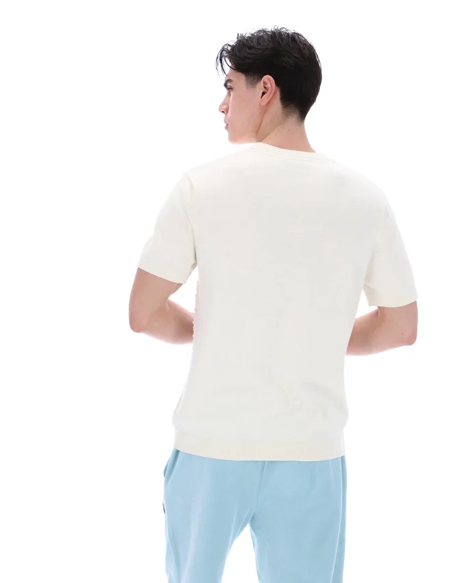 Camiseta de punto texturizado «Don» en color leche de coco