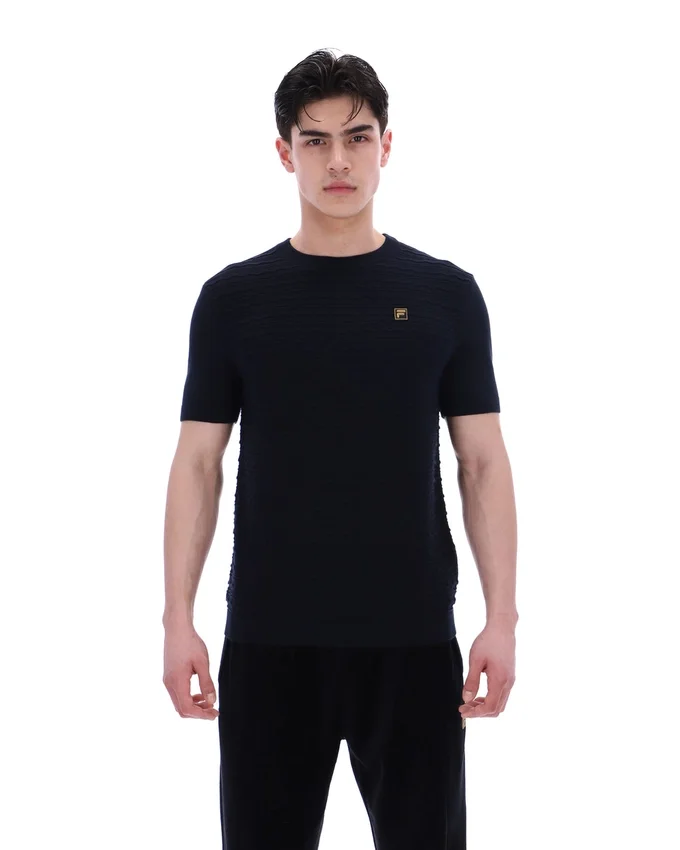 Camiseta de punto texturizado Don en negro