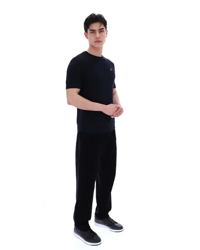 Camiseta de punto texturizado Don en negro